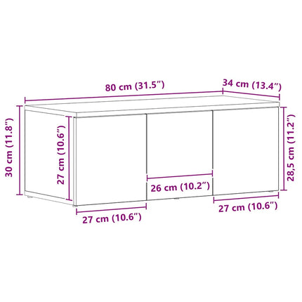 TV-skåp med låda Svart Ek 80x34x30 cm Konstruerat trä