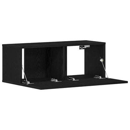 TV-skåp Väggmonterad Svart Ek 80 x 30 x 30 cm Konstruerat trä
