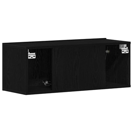 TV-skåp 80 x 30 x 30 cm Svart Ek Konstruerat trä