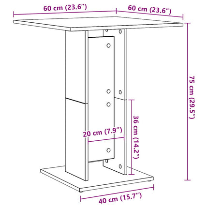 Bistrobord svart ek 60x60x75 cm konstruerat trä