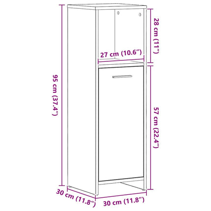 Badrumsskåp svart ek 30x30x95 cm konstruerat trä