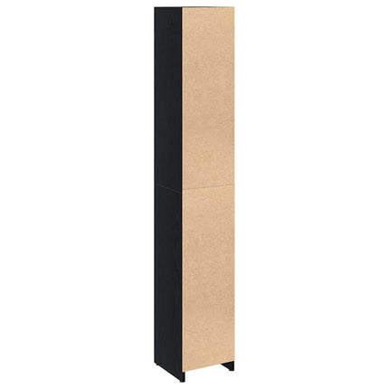 Badrumsskåp Svart Ek 30 x 30 x 183,5 cm Konstruerat trä