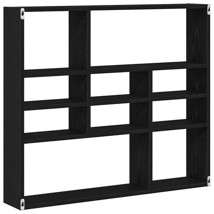 Vägghylla svart ek 90x16x78 cm konstruerat trä