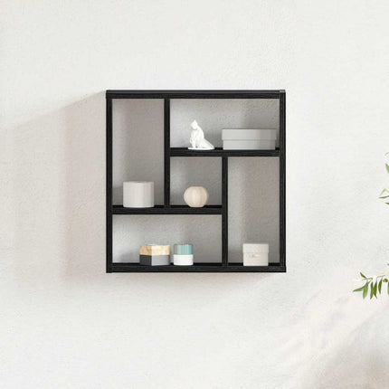 Vägghylla svart ek 45x16x45 cm konstruerat trä