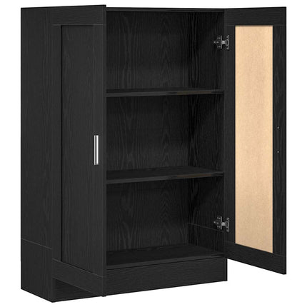 Bokskåp 3 nivåer 82,5 x 30,5 x 115 cm Konstruerat trä Svart Ek