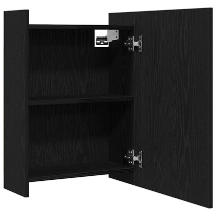 Badrumsspegelskåp Svart Ek 62,5 x 20,5 x 64 cm Konstruerat trä