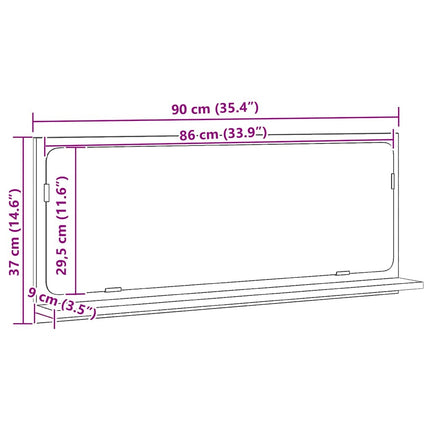 Spegelhylla Gammalt trä 90 x 10,5 x 37 cm Konstruerat trä