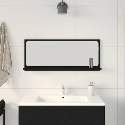 Spegelhylla Svart Ek 90 x 10,5 x 37 cm Konstruerat trä