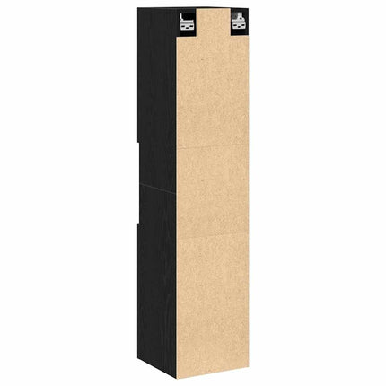 Badrumsskåp med hylla Svart Ek 30 x 30 x 130 cm Konstruerat trä