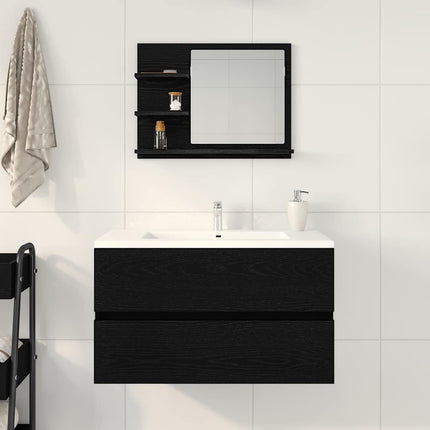 Badrumsspegel svart ek 60x10,5x45 cm konstruerat trä
