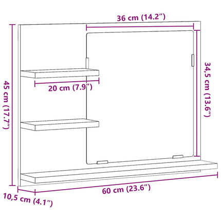 Badrumsspegel svart ek 60x10,5x45 cm konstruerat trä