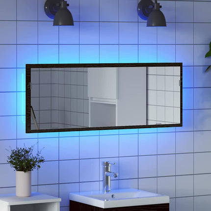 LED Badrumsspegel Väggmonterad Svart Ek 100 x 8,5 x 37 cm Glas