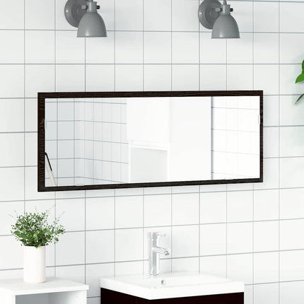 LED Badrumsspegel Väggmonterad Svart Ek 100 x 8,5 x 37 cm Glas