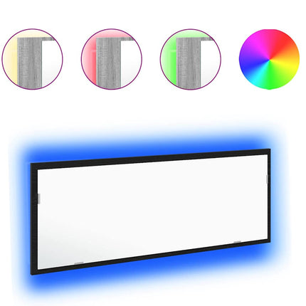 LED Badrumsspegel Väggmonterad Svart Ek 100 x 8,5 x 37 cm Glas