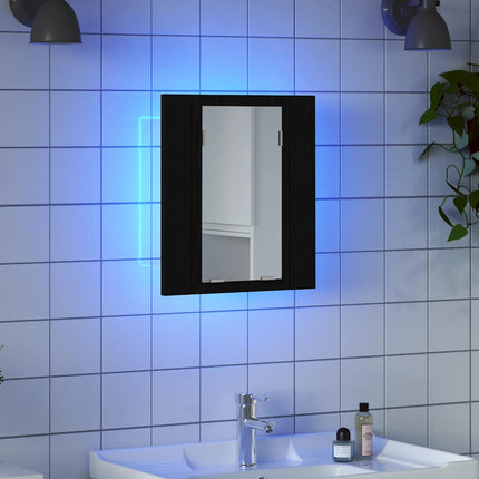 LED-spegelskåp för badrum svart ek 40x12x45 cm konstruerat trä