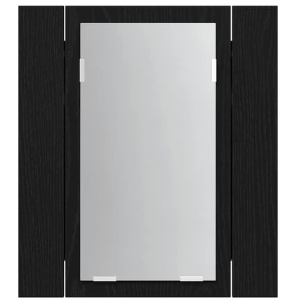 LED-spegelskåp för badrum svart ek 40x12x45 cm konstruerat trä