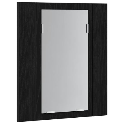 LED-spegelskåp för badrum svart ek 40x12x45 cm konstruerat trä
