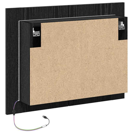 Badrumsspegelskåp Svart Ek 60 x 12 x 45 cm Konstruerat trä
