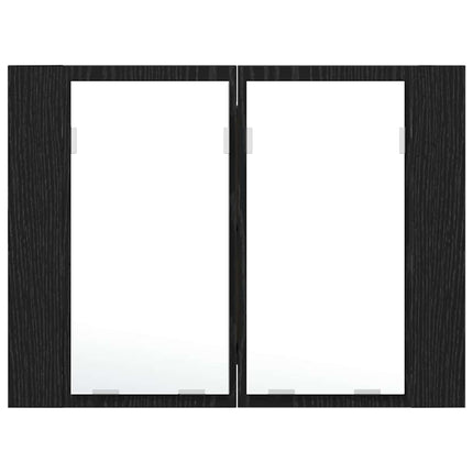 Badrumsspegelskåp Svart Ek 60 x 12 x 45 cm Konstruerat trä