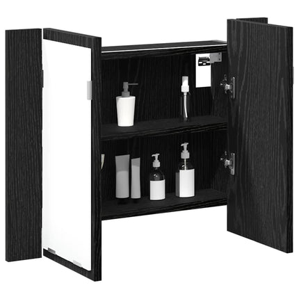 Badrumsspegelskåp Svart Ek 60 x 12 x 45 cm Konstruerat trä