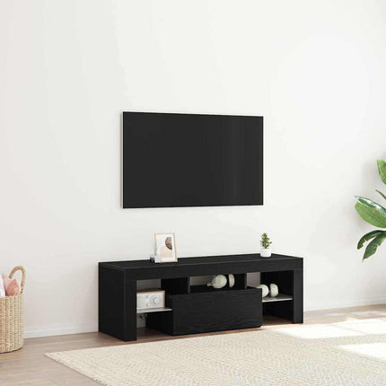 TV-skåp med låda Svart Ek 120 x 35 x 40 cm Konstruerat trä