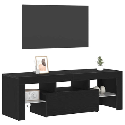 TV-skåp med låda Svart Ek 120 x 35 x 40 cm Konstruerat trä