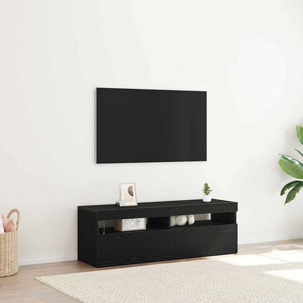 TV-skåp med LED Svart Ek 120 x 35 x 40 cm Konstruerat trä