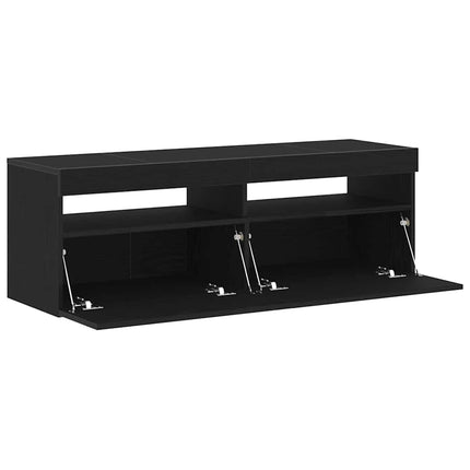 TV-skåp med LED Svart Ek 120 x 35 x 40 cm Konstruerat trä