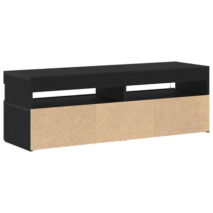 TV-skåp med LED Svart Ek 120 x 35 x 40 cm Konstruerat trä