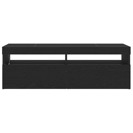 TV-skåp med LED Svart Ek 120 x 35 x 40 cm Konstruerat trä