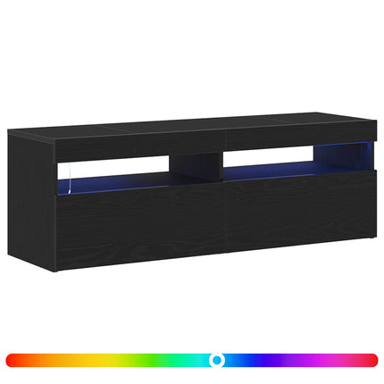 TV-skåp med LED Svart Ek 120 x 35 x 40 cm Konstruerat trä