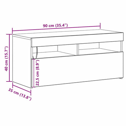TV-skåp 90 x 35 x 40 cm Svart Ek Konstruerat trä