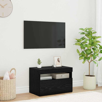 TV-skåp med LED Svart Ek 60 x 35 x 40 cm Konstruerat trä