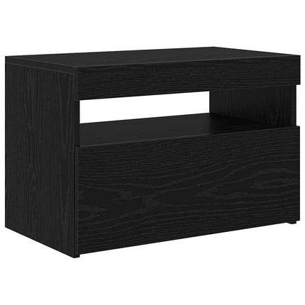 TV-skåp med LED Svart Ek 60 x 35 x 40 cm Konstruerat trä