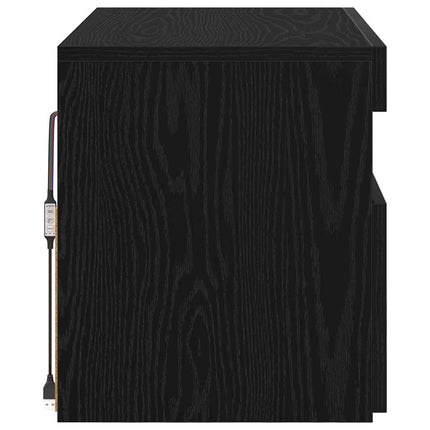 TV-skåp med LED Svart Ek 60 x 35 x 40 cm Konstruerat trä