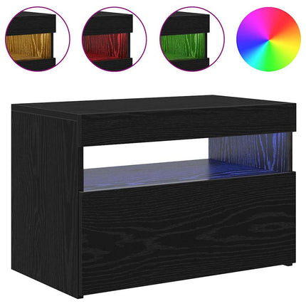 TV-skåp med LED Svart Ek 60 x 35 x 40 cm Konstruerat trä