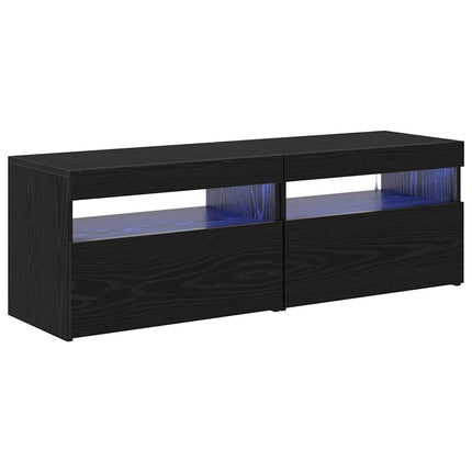 TV-skåp med LED 2 pcs Svart Ek 60 x 35 x 40 cm Konstruerat trä