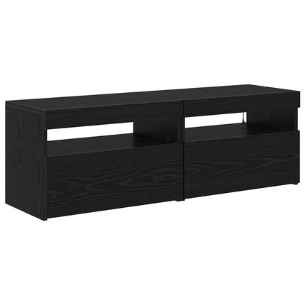 TV-skåp med LED 2 pcs Svart Ek 60 x 35 x 40 cm Konstruerat trä