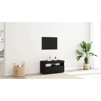 TV-skåp 75 x 35 x 40 cm Svart Ek Konstruerat trä