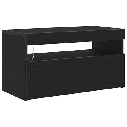 TV-skåp 75 x 35 x 40 cm Svart Ek Konstruerat trä