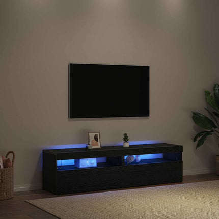 TV-skåp med LED 2 pcs Svart Ek 75 x 35 x 40 cm Konstruerat trä