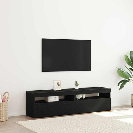TV-skåp med LED 2 pcs Svart Ek 75 x 35 x 40 cm Konstruerat trä