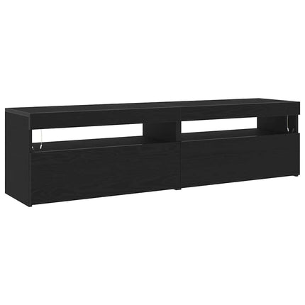 TV-skåp med LED 2 pcs Svart Ek 75 x 35 x 40 cm Konstruerat trä