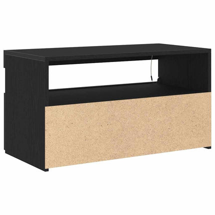 TV-skåp med LED 2 pcs Svart Ek 75 x 35 x 40 cm Konstruerat trä