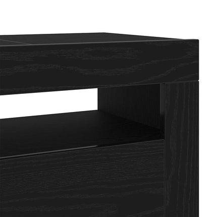 TV-skåp med LED Svart Ek 120 x 35 x 40 cm Konstruerat trä