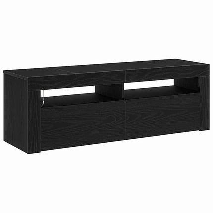 TV-skåp med LED Svart Ek 120 x 35 x 40 cm Konstruerat trä