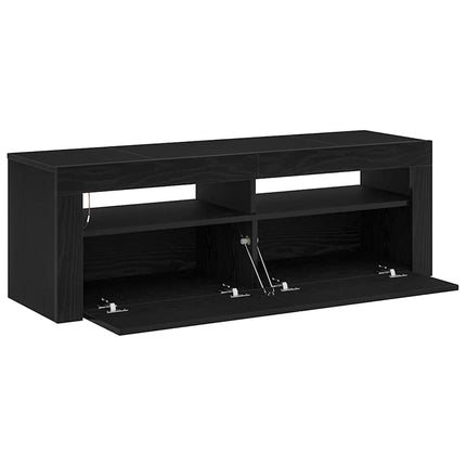 TV-skåp med LED Svart Ek 120 x 35 x 40 cm Konstruerat trä