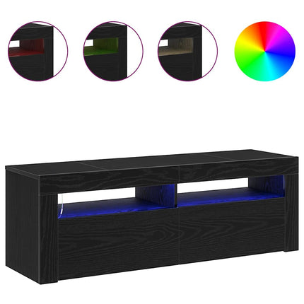 TV-skåp med LED Svart Ek 120 x 35 x 40 cm Konstruerat trä
