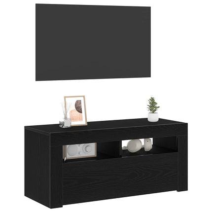 TV-skåp 90 x 35 x 40 cm Svart Ek Konstruerat trä