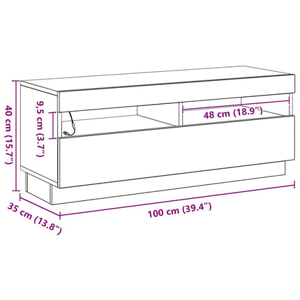 TV-skåp 100 x 35 x 40 cm Svart Ek Konstruerat trä